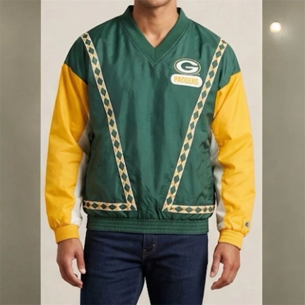 Green Bay Packers NFL Windbreaker Mens XL Unique Sports Generation Football Vtg